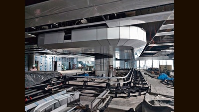 According to AAI officials, work on the new terminal building is nearly 95% complete and various departments have already started trial runs of various systems and operations. (HT PHOTO) According to AAI officials, work on the new terminal building is nearly 95% complete and various departments have already started trial runs of various systems and operations. (HT PHOTO)
