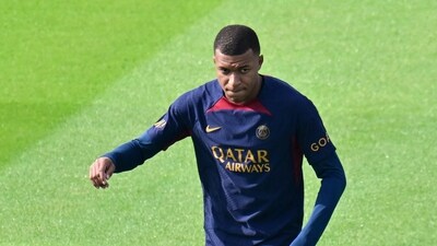 Kylian Mbappe during a training session. (AFP) Kylian Mbappe during a training session. (AFP)