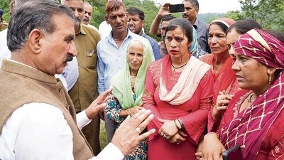 Visuals on social media showed trees falling apart as homes, built atop the hills, collapsed in succession. In the background, people can be heard crying out in horror, as they shouted “get out from here” and “get back.” (HT Photo/Bribal Sharma) Visuals on social media showed trees falling apart as homes, built atop the hills, collapsed in succession. In the background, people can be heard crying out in horror, as they shouted “get out from here” and “get back.” (HT Photo/Bribal Sharma)