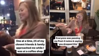 The image shows a scene from the unusual proposal video. (Instagram/@goodnews_movement) The image shows a scene from the unusual proposal video. (Instagram/@goodnews_movement)