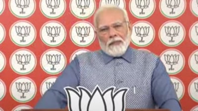 Prime Minister Narendra Modi on Friday virtually addressed ‘Bharatiya Janata Party (BJP) Zila Panchayat Members Conference’ (Twitter Photo)