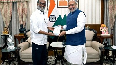 Welcoming Rajinikanth to Jharkhand, Governor CP Radhakrishnan said on X that he was “delighted and very happy” to meet his dear friend whom he called “one of India's greatest actors and great human being and superstar.” (Somnath Sen) Welcoming Rajinikanth to Jharkhand, Governor CP Radhakrishnan said on X that he was “delighted and very happy” to meet his dear friend whom he called “one of India's greatest actors and great human being and superstar.” (Somnath Sen)