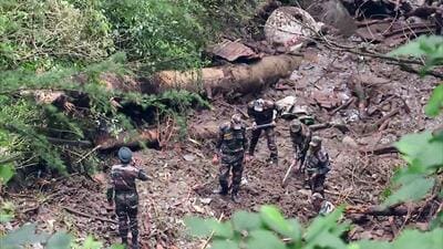 Search and rescue operation underway at the landslide-affected areas of Shimla on Friday. (ANI)