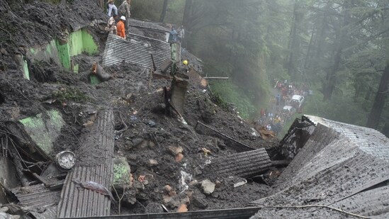Over 2,000 people have been rescued using helicopters and motor boats and are now safe in relief camps, the state’s chief minister, Sukhvinder Singh Sukhu, said.&nbsp;(HT Photo/Deepak Sansta)