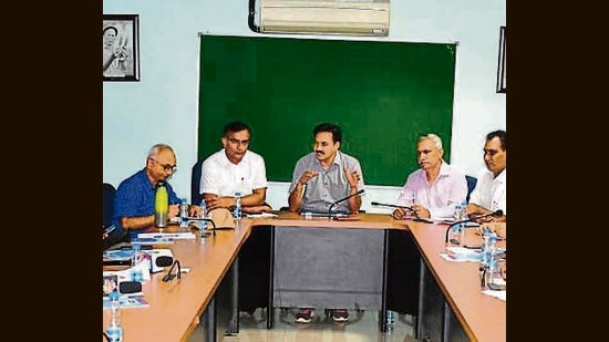 Exerts during the press conference held on Friday at IIMR, Ludhiana. (HT Photo)