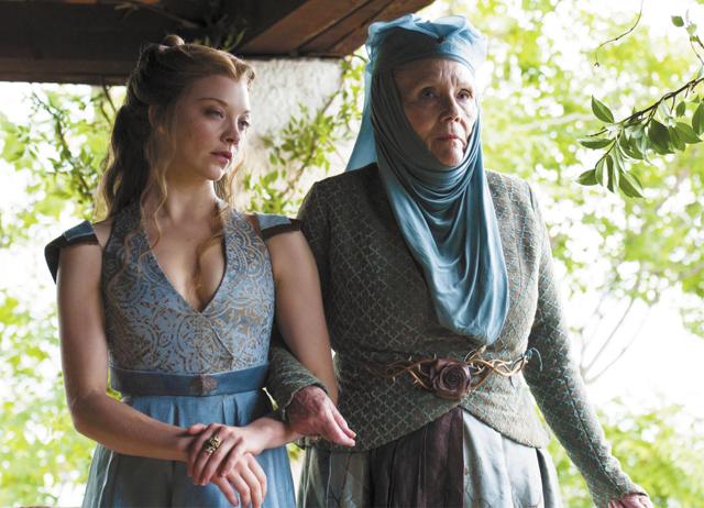 In Game of Thrones (2011-2019) the elderly matriarch of House Tyrell, Olenna Tyrell (right) and her granddaughter Margaery have the same grit and aspirations, though they are decades apart. In Game of Thrones (2011-2019) the elderly matriarch of House Tyrell, Olenna Tyrell (right) and her granddaughter Margaery have the same grit and aspirations, though they are decades apart.