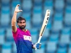 UAE's Muhammad Waseem reacts during the second T20 cricket match between the United Arab Emirates and New Zealand at the Dubai International Cricket Stadium on August 19, 2023 UAE's Muhammad Waseem reacts during the second T20 cricket match between the United Arab Emirates and New Zealand at the Dubai International Cricket Stadium on August 19, 2023