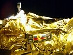A picture taken from the camera of the lunar landing spacecraft Luna-25 during its flight. (File)(via REUTERS)