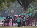 On Saturday, parts of Delhi received rainfall that brought the temperature a notch below the season's average, according to the India Meteorological Department (IMD).&nbsp;(HT Photo/Vipin Kumar)