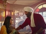 Ameesha Patel and Sunny Deol in a still from Gadar 2.