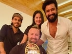 Katrina Kaif and Vicky Kaushal with Kris Gethin. Katrina Kaif and Vicky Kaushal with Kris Gethin.