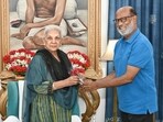 A photo from the meeting between Uttar Pradesh governor Anandiben Patel and Rajinikanth in Lucknow. A photo from the meeting between Uttar Pradesh governor Anandiben Patel and Rajinikanth in Lucknow.