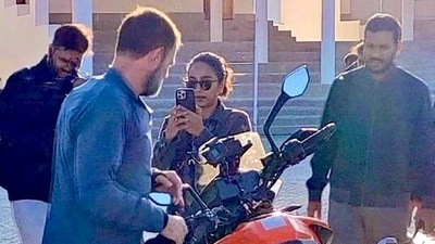 Congress leader Rahul Gandhi is on a visit to Ladakh, the first one after it was bifurcated from Jammu and Kashmir following the abrogation of Article 370 and Article 35A in 2019. During the visit, Gandhi embarked on a bike ride to Pangong Lake in the region on Saturday. (ANI Pic Service ) Congress leader Rahul Gandhi is on a visit to Ladakh, the first one after it was bifurcated from Jammu and Kashmir following the abrogation of Article 370 and Article 35A in 2019. During the visit, Gandhi embarked on a bike ride to Pangong Lake in the region on Saturday. (ANI Pic Service )