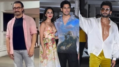 Aamir Khan, Kiara Advani, Sidharth Malhotra, and Ranveer Singh attend a Mumbai party. Aamir Khan, Kiara Advani, Sidharth Malhotra, and Ranveer Singh attend a Mumbai party.
