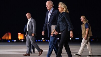 President Joe Biden and first lady Jill Biden arrive at Reno-Tahoe International Airport on Friday, Aug. 18, 2023, in Reno, Nev., for a vacation in the area. (AP) President Joe Biden and first lady Jill Biden arrive at Reno-Tahoe International Airport on Friday, Aug. 18, 2023, in Reno, Nev., for a vacation in the area. (AP)