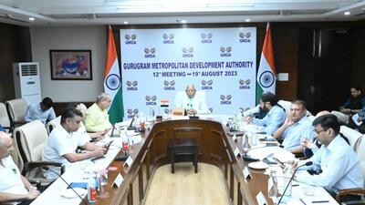 Chief minister Manohar Lal Khattar attends GMDA’s meeting in Gurugram on Saturday. (HT Photo) Chief minister Manohar Lal Khattar attends GMDA’s meeting in Gurugram on Saturday. (HT Photo)