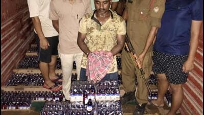 Police recovered a total of 61,000 battles of Codeine Phosphate cough syrup or Phensedyl from the secret chamber of the vehicle (Sourced) Police recovered a total of 61,000 battles of Codeine Phosphate cough syrup or Phensedyl from the secret chamber of the vehicle (Sourced)