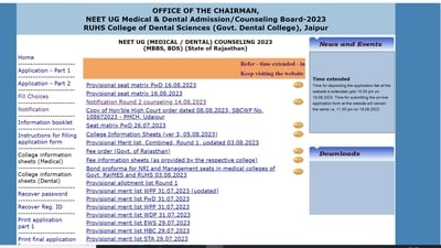 Rajasthan NEET UG Counselling 2023 round 2 registration ends today, apply at rajugneet2023.com Rajasthan NEET UG Counselling 2023 round 2 registration ends today, apply at rajugneet2023.com