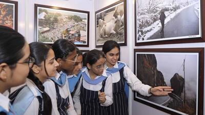 School students during a photo exhibition organised by Ludhiana Photojournalist Association in Ludhiana on Saturday. (HT Photo) School students during a photo exhibition organised by Ludhiana Photojournalist Association in Ludhiana on Saturday. (HT Photo)