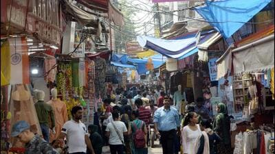 Turab Nagar Market in Ghaziabad on Saturday, where the civic body has found many shops inside houses. (Sakib Ali/HT Photo) Turab Nagar Market in Ghaziabad on Saturday, where the civic body has found many shops inside houses. (Sakib Ali/HT Photo)