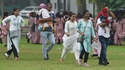 It said the maximum temperature is likely to settle around 34 degrees Celsius, while the humidity at 8.30 am was at 96 per cent. (HT Photo/Vipin Kumar) It said the maximum temperature is likely to settle around 34 degrees Celsius, while the humidity at 8.30 am was at 96 per cent. (HT Photo/Vipin Kumar)