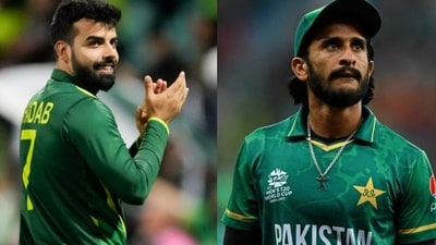 Shadab Khan came to Hasan Ali's rescue. Shadab Khan came to Hasan Ali's rescue.