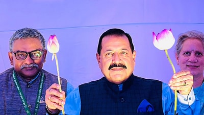 Jitendra Singh launched 'Namoh 108', a new variety of lotus flower in Lucknow today. (X/@DrJitendraSingh) Jitendra Singh launched 'Namoh 108', a new variety of lotus flower in Lucknow today. (X/@DrJitendraSingh)