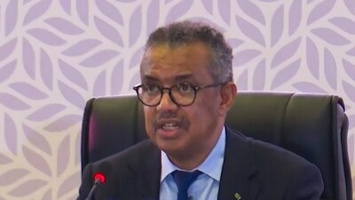 WHO director general Tedros Adhanom Ghebreyesus speaks during the G20 Health Ministers' Meeting, in Gandhinagar. (PTI) WHO director general Tedros Adhanom Ghebreyesus speaks during the G20 Health Ministers' Meeting, in Gandhinagar. (PTI)