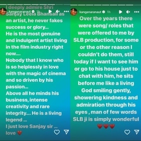 Kangana shared notes on Instagram. Kangana shared notes on Instagram.