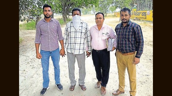The accused in the custody of the vigilance bureau in Ludhiana. (HT PHOTO)