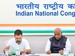 Congress President Mallikarjun Kharge along with party leaders Rahul Gandhi and KC Venugopal. Congress President Mallikarjun Kharge along with party leaders Rahul Gandhi and KC Venugopal.