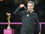 Spain's head coach Jorge Vilda shows his gold medal after winning the Women's World Cup final Spain's head coach Jorge Vilda shows his gold medal after winning the Women's World Cup final