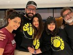 Aishwarya Rai and Aaradhya Bachchan pose with Abhishek Bachchan, Saiyami Kher and R Balki. Aishwarya Rai and Aaradhya Bachchan pose with Abhishek Bachchan, Saiyami Kher and R Balki.