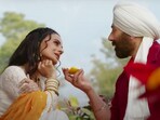Ameesha Patel and Sunny Deol in a still from Gadar 2. 