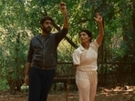Abhishek Bachchan and Saiyami Kher in a still from Ghoomer. 