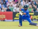 Rinku Singh in action during the second T20I vs Ireland