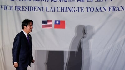 Taiwan's Vice President William Lai leaves the stage after addressing supporters at the San Francisco Airport Marriott Waterfront hotel in Burlingame, California, U.S. (REUTERS)