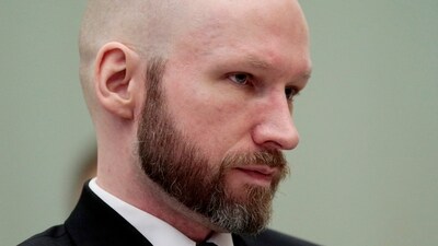 Anders Behring Breivik is pictured on the last day of the appeal case in Borgarting Court of Appeal at Telemark prison in Skien, Norway, January 18, 2017. (REUTERS)