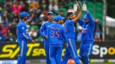 Indian bowler Jasprit Bumrah celebrates with teammates after a wicket of Ireland (PTI) Indian bowler Jasprit Bumrah celebrates with teammates after a wicket of Ireland (PTI)