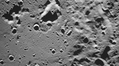 The image taken by Luna 25 shows the southern polar crater Zeeman on the back side of the Moon. (Russian Space Agency Roscosmos) The image taken by Luna 25 shows the southern polar crater Zeeman on the back side of the Moon. (Russian Space Agency Roscosmos)