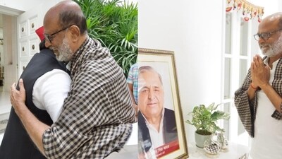 Rajinikanth met Akhilesh Yadav at his home on Sunday. Rajinikanth met Akhilesh Yadav at his home on Sunday.