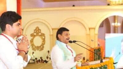 Samajwadi Party leader Shivpal Yadav and former MP Akshaya Yadav in Firozabad on Sunday. (SOURCED IMAGE) Samajwadi Party leader Shivpal Yadav and former MP Akshaya Yadav in Firozabad on Sunday. (SOURCED IMAGE)