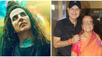 Anupam Kher and Dulari Kher watched OMG 2 on Sunday. Anupam Kher and Dulari Kher watched OMG 2 on Sunday.