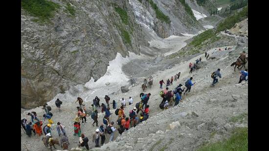 The government said the yatra has seen overwhelming footfall this year with more than 4.4 lakh pilgrims visiting the shrine so far. (PTI file)