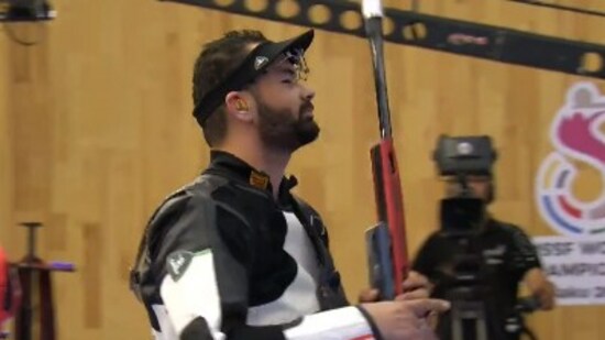 Akhil Sheoran during the ISSF World Championships (Twitter)