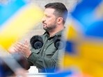Russia-Ukraine War: Ukrainian President Volodymyr Zelensky addresses people from the steps of Christiansborg palace in Copenhagen, Denmark.