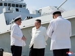 North Korean leader Kim Jong Un inspects the Guards 2nd Surface Ship Flotilla of the East Sea Fleet of the Navy of the Korean People's Army (KPA).