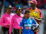 Jason Holder embraces Yuzvendra Chahal after a match between India and West Indies Jason Holder embraces Yuzvendra Chahal after a match between India and West Indies