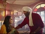 Ameesha Patel and Sunny Deol in a still from Gadar 2. 