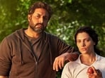 Abhishek Bachchan and Saiyami Kher in a still from Ghoomer.